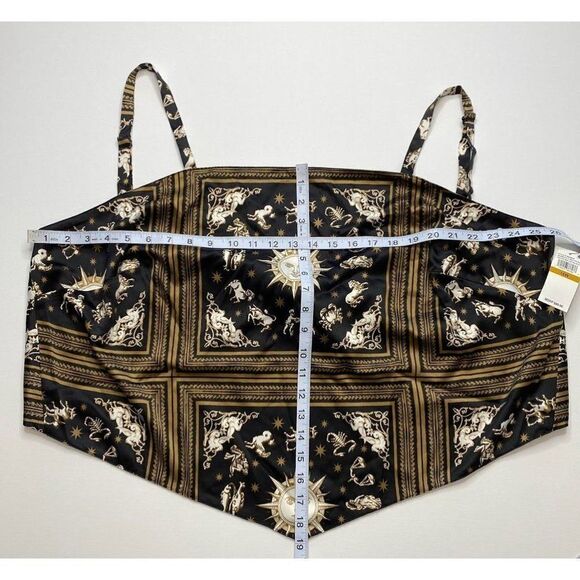 Danielle Bernstein Cami‎ Tank Top 16W 1X Black White Gold Astrology Tie-Back NEW - Picture 5 of 9